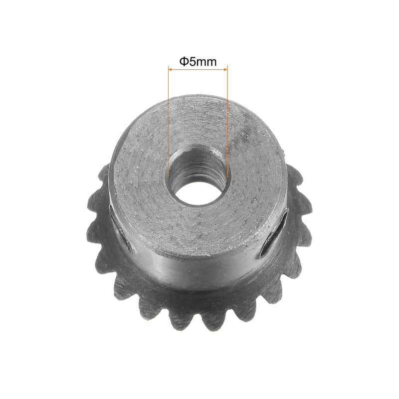 HARFINGTON 2pcs Bevel Gear 1M 20 Teeth 5mm Shaft Hole 1:1 Tapered Bevel Pinion Gear 45# Steel 1 Module 90 Degree Steering Gear, for Hardware Mechanical Rotation