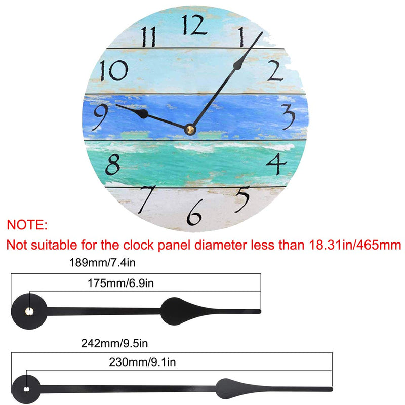 HILLHOME High Torque I Shaft Hands Quartz DIY Wall Clock Movement Mechanism with 9.1 Inch Long Spade Hand Battery Operated Repair Parts Replacement, 5/8 in Max Dial Thick, 1-1/10 in Total Length Shaft Length 1-1/ 10 Inch/ 28mm