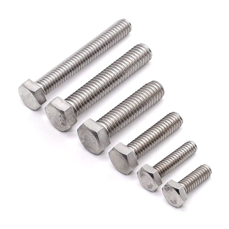3/8-16 x 2-1/2" (8 pcs) Stainless Steel Hex Head Screws Bolts (3/8" to 6" Available), 18/8 Stainless Steel 304, Fully Threaded, Machine Coarse Thread, No Coating, Plain Finish 3/8-16 x 2-1/2" 8