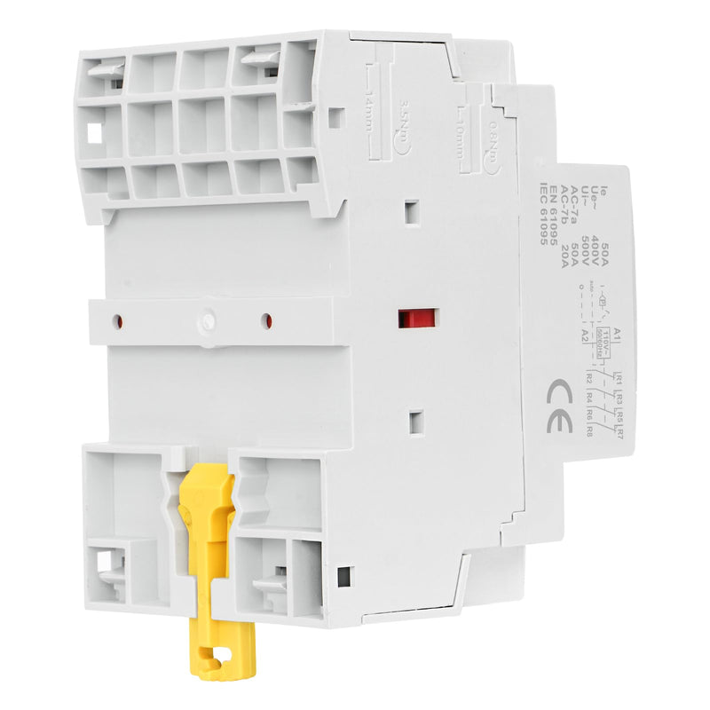 Baomain 110V AC 4-Pole Contactor, 50A 4NC Normally Closed, DIN Rail Mount - Manual & Automatic Switchable for HVAC, Motor, Pump, Lighting HC1-50M/04-110VAC 50 Amp. 110 VAC(Manual Control)