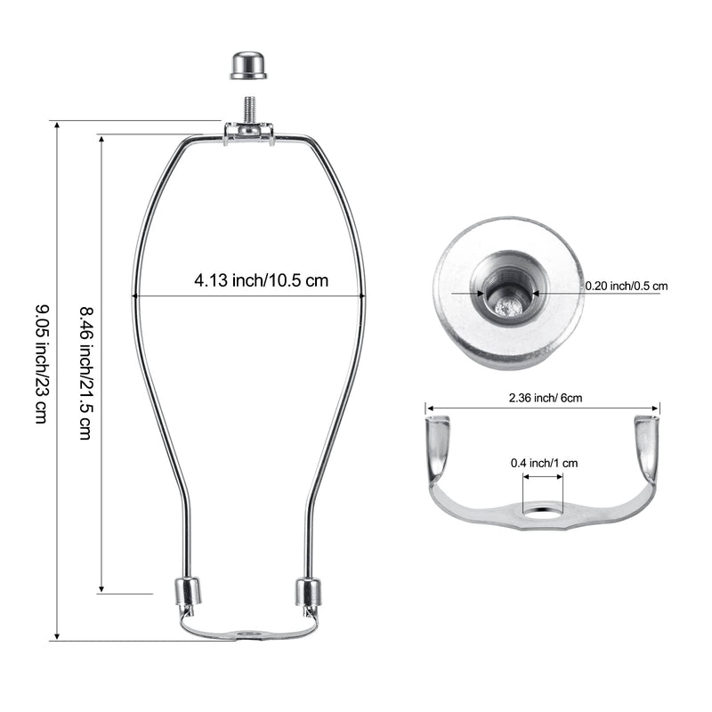 9 Inch Nickel Lamp Harp Holder Kit with Finial and Detachable Saddle Base, Light Duty, Saangseon Set of 2 DIY Lighting Accessories Horn Frame Lampshade Bracket 9 Inch