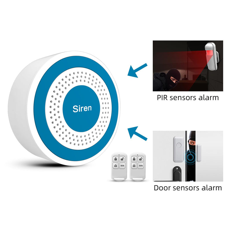 YBJ Alarm System for Home Security, Wireless Alarm System with 120dB, Motion Detector, Door Window Sensor, Remote Control, for Shop, Garage, House