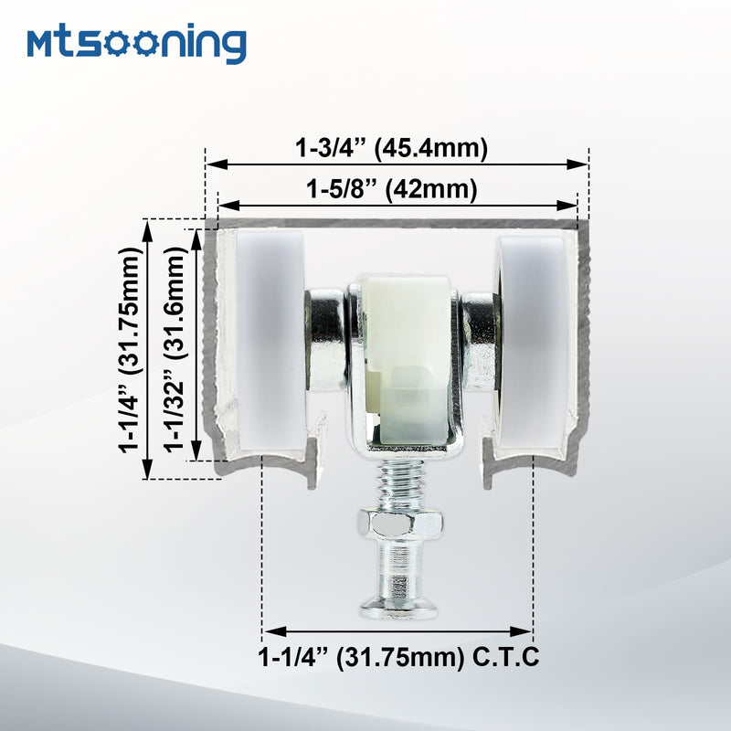 Mtsooning Pocket Door Top Hanger Rollers, 2 Pack Sliding Door Wheels Replacement for Johnson Part 1125 & 1500 Hardware Kit with Pocket Door Wrench and Screws, 200lbs Capacity
