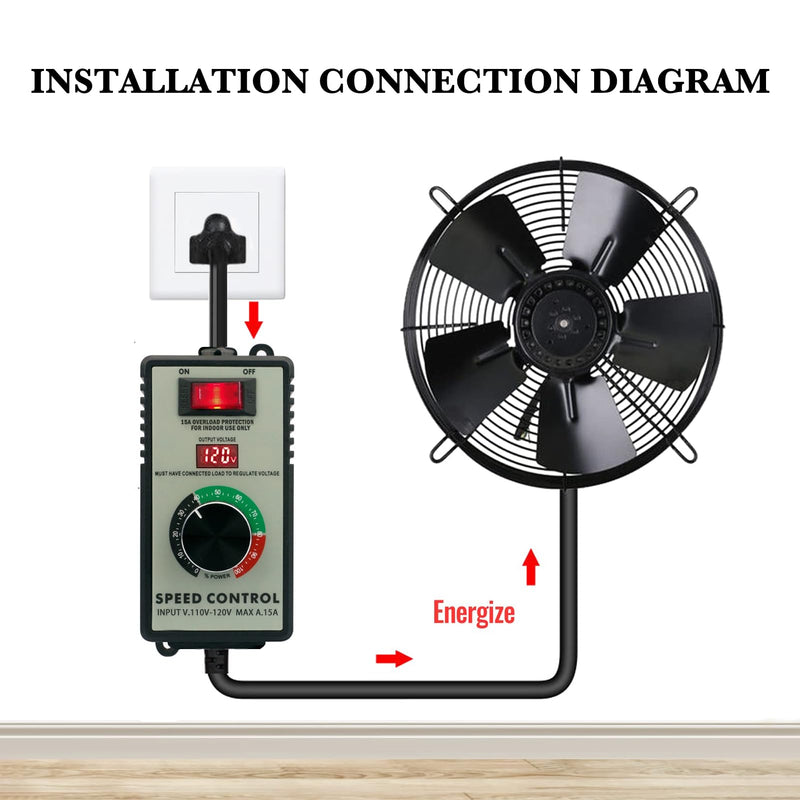 AC Motor Speed Controller 120V 15A 4000W Variable Speed Controller Fan Speed Controller for Electric Motor with Overload Protection Switch