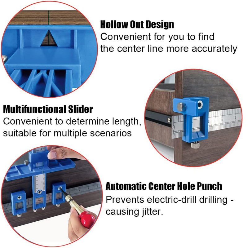 King&Charles Cabinet Hardware Jig, Cabinet Handle Jig with Automatic Center Punch, Cabinet Jig for Handles and Pulls on Drawers/Cabinets, Cabinet Hardware Template Tool Perfect Set. ABS - NewNest Australia