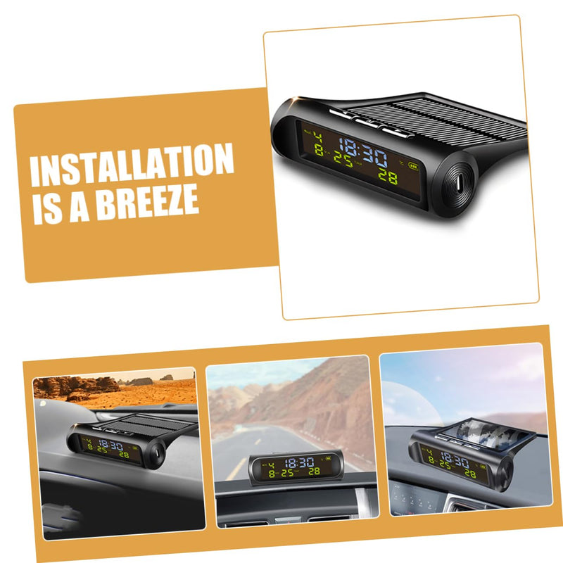 Solar Powered Car Clock Thermometer Digital Dashboard Clock with Temperature Display Date for Vehicles Essential Car Accessory for Accurate Readings
