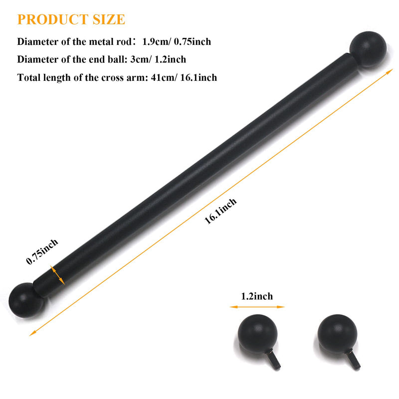 Lamp Post Cross Arm Steel Cross Arm Ladder Rest with Removable Knobs 16 inch Cross Arm Replacement for Outdoor Lamp Posts Pole Light, Black