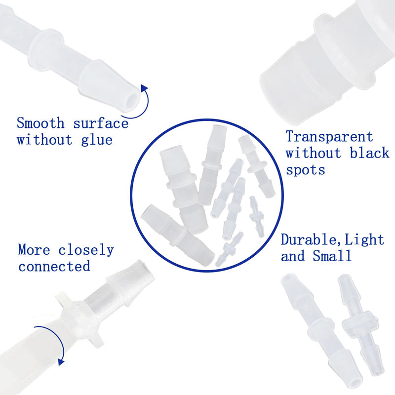Plastic Hose Barb Fitting, 1/8" x 1/8" Pipe Connectors，Barbed Splicer Mender Joint Adapter Union Fitting, 6 Pcs 1/8 Inch White