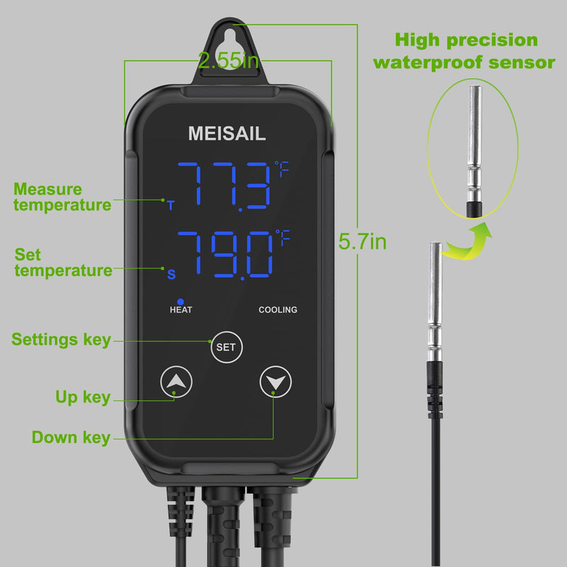 Temperature Controller Reptile Thermostat Digital Heatingplug in Thermostat Thermostat for Reptiles for Home Brewing Fermentation Incubation Temperature Controller.US specification1100W