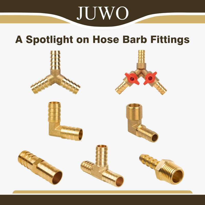 Brass Hose Barb Fitting, 1/4" Barb x 1/4" NPT Male Pipe Adapter Connector, Ideal for Air, Gas, Fuel, Oil (4-Pack) 4 Pack