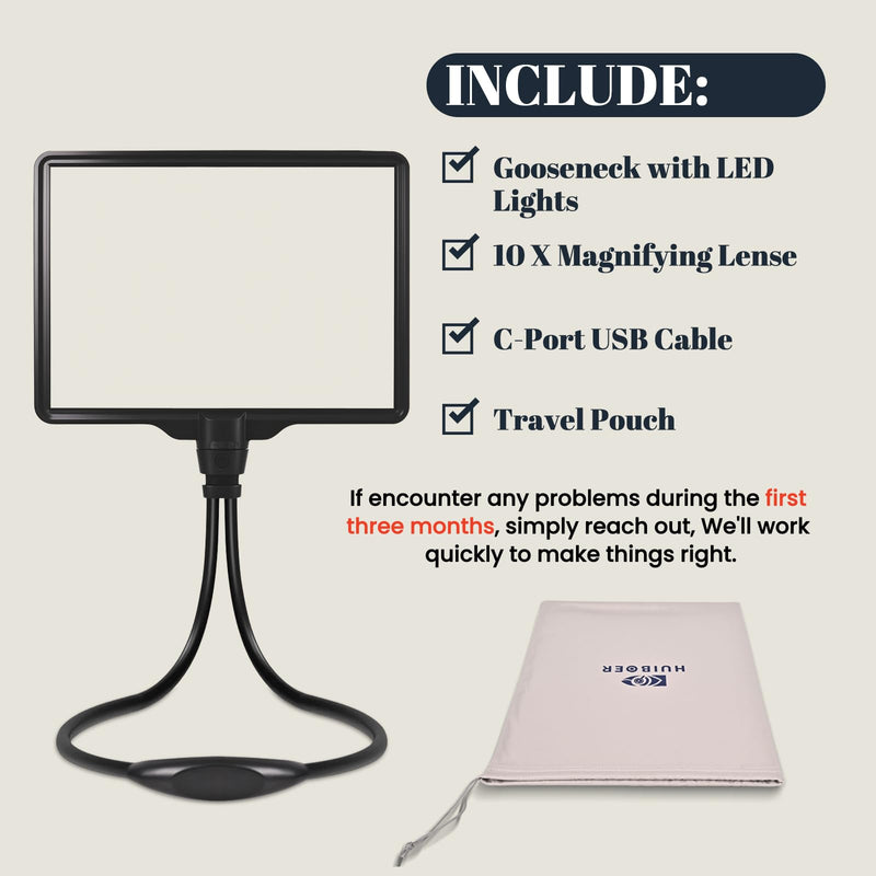 Extra Large 10X Magnifying Glass with Light Hands Free, 3600mAh Rechargeable Full Page Magnifier with Bag, 6 Color Modes 106 LEDs, Neck Wear Magnifier for Reading, Crafts, Sewing, Low Vision & Seniors
