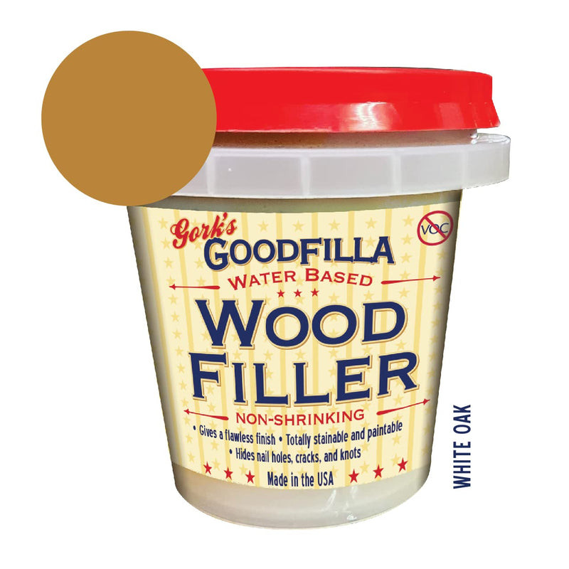 Water-Based Wood & Grain Filler - White Oak - 8 oz By Goodfilla | Replace Every Filler & Putty | Repairs, Finishes & Patches | Paintable, Stainable, Sandable & Quick Drying