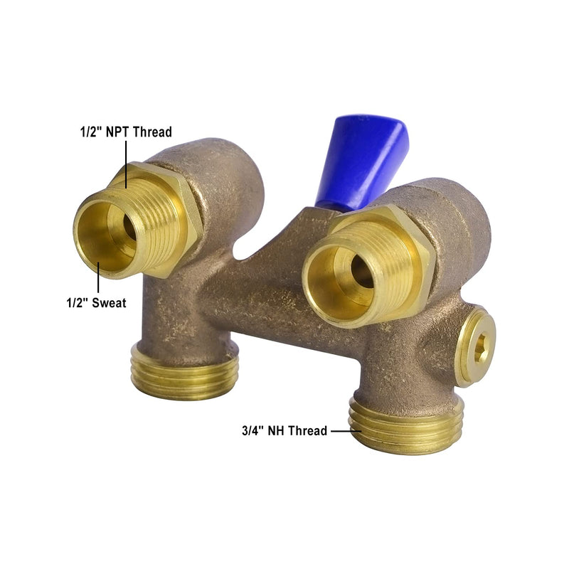 HYDRO MASTER Washing Machine Shut Off Valve，1/2" Male Pipe Thread × 3/4" Outlet Hose Thread.