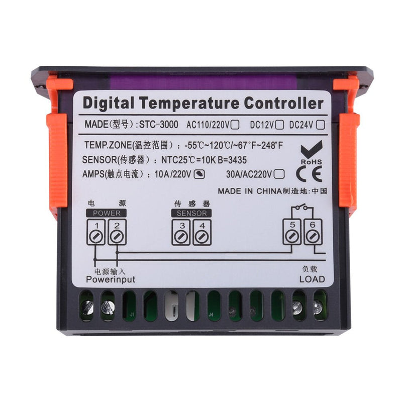 Digital Temperature Controller, 110V to 220V 10A / 30A 0.1 ° C Accuracy Touch Temperature Controller Electronic Digital Temp Control Thermostat with Sensor