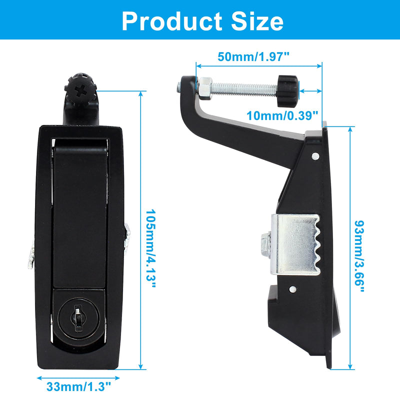 2 Pcs Compression Latch Lock, Zinc Alloy Trigger Latch Lock Adjustable Lever Hand Operated Compression Latch with Raised Trigger, with Keys(Black) Black
