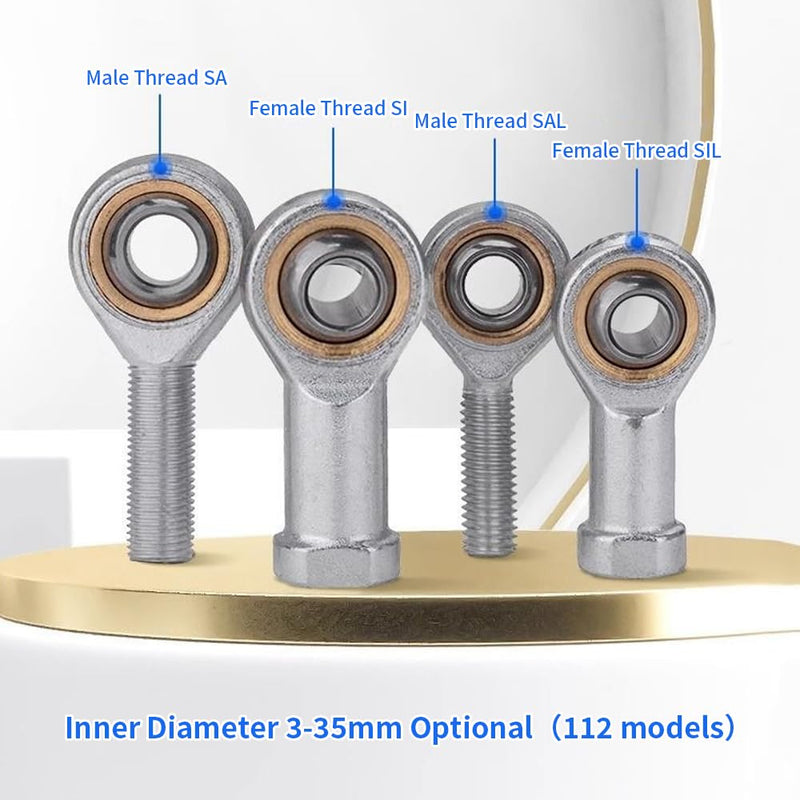 Rod End Bearings, 2PCS SIL12T/K M12*1.25 PTFE Composite Material Female Thread Rod End Joint Bearing Self-Lubricating Heim Joint SIL12T/K （M12*1.25） Female Thread（SIL）