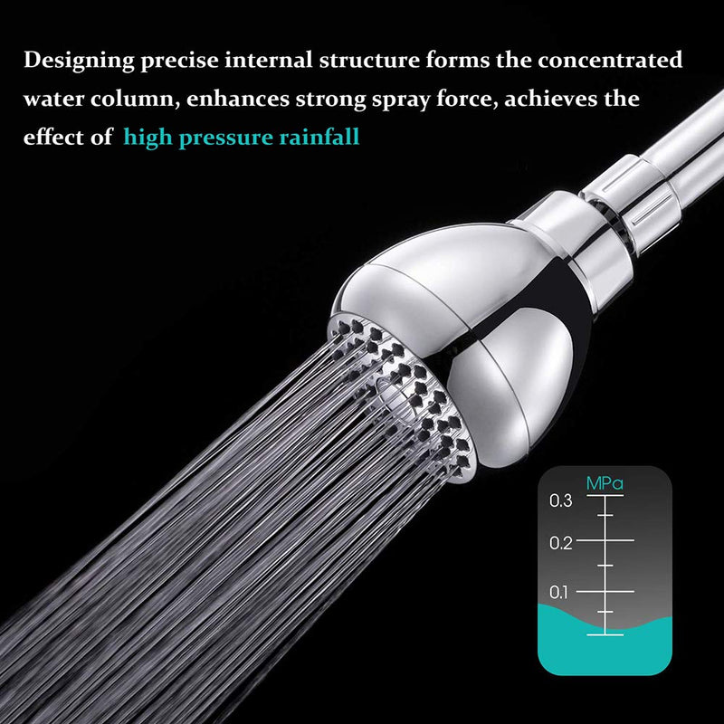 Aisoso High Pressure Shower Head 3 Inches Anti-clog Anti-leak Fixed Showerhead Chrome with Adjustable Swivel Brass Ball Joint for Relaxing and Comfortable Shower Experience 3.0 Inch