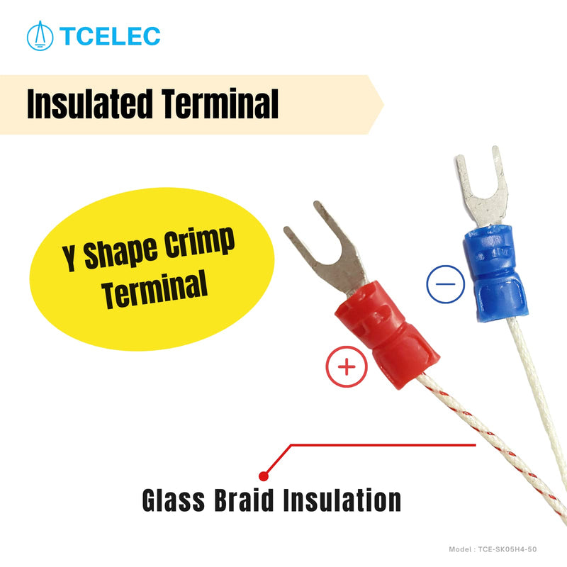 TCE-SK05H4-50 K Type Thermocouple Probe for Furnace Oven Meet The 1/2 PT Screw Thread K-Type Input Instrument Thermocouple Thermometer Sensor Temperature Range from 77°F to 1112°F