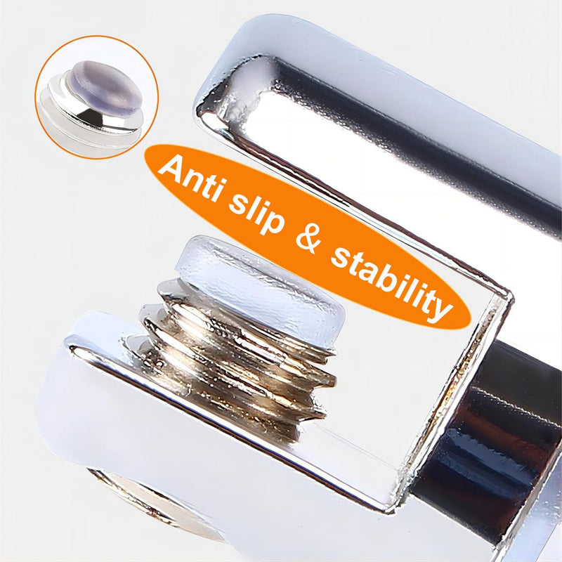 16 PCS Glass Clip Holder, Glass Shelf Bracket, Glass Clamp, Wall Mount Clamps for 3-8mm Glass Shelves, Adjustable Clamp Brackets Fit 3-8mm Thick