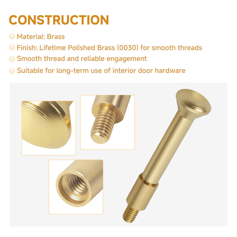 5513.0030 Privacy Pin Compatible with Baldwin Estate Door Handle | Suitable for Baldwin Estate lever privacy latch; lifetime polished brass threaded push pin with coupler door lock replacement