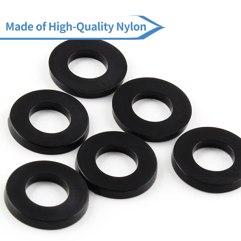 50 Pack M5 Nylon Washers Black Flat Washer, 5mm ID 10mm OD 1mm Thickness Faucet Plastic Gasket, Metric Nylon Gasket Sealing Washer Spacer Flat Hose Washer for Water Pipe Water Hose M5x10mmx1mm 50
