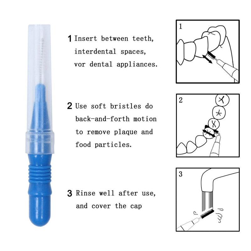 ewinever 50 Count Interdental Brush,Toothpick Tooth Flossing Head Oral Dental Hygiene Brush, Tooth Cleaning Tool (Red+Blue) Red+Blue-50 Count