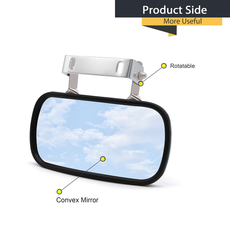 TOEMIRR Convex Mirror Stainless Steel Rectangular fit for Multiple Scenarios, Tractors Forklifts Trucks Boats Cars Improve Visibility Universal U-Bracket