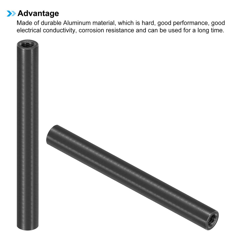 PATIKIL M3 Aluminum Spacers, 6 Pcs Metal Spacer Aluminum 3mm IDx5mm ODx55mm L Threaded Spacer Screw Standoff Column Bolts Female Round for RC Car Drones Stack Motherboard, Black 55mm L