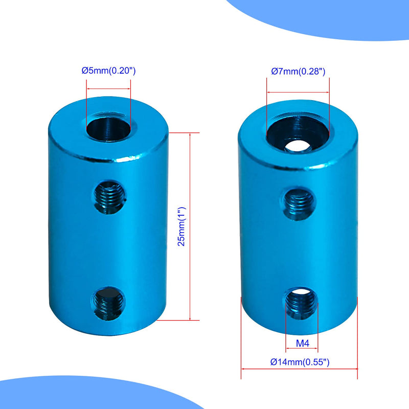 Aopin 5mm to 7mm Rigid Couplings Set Screw Shaft Stepper Motor, Length 25mm / 1" Motor Coupler Connector Rigid with Screw for 3D Printer, RC Robot, Car Model Shaft, CNC Machine, DIY Encoder 2 Pcs 5 to 7
