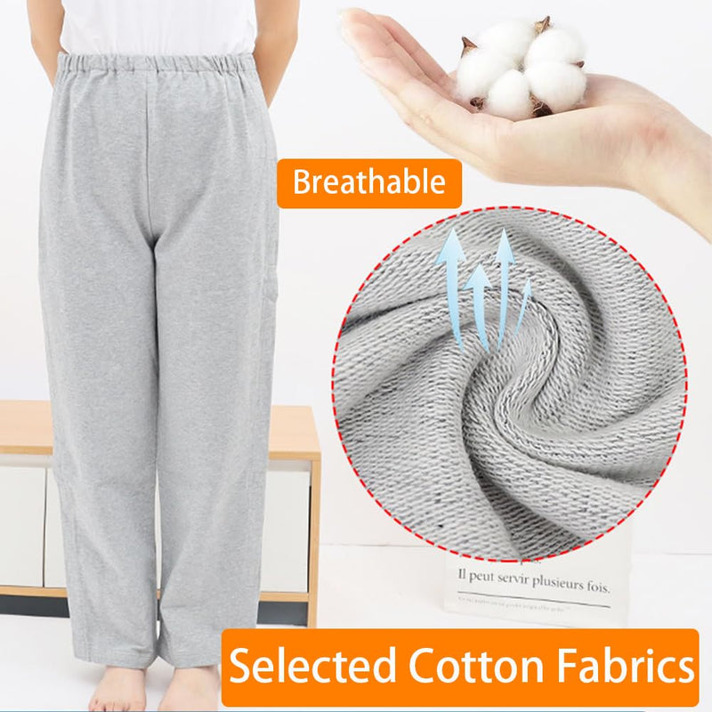 Unisex Patient Pants,Bedridden Patient Clothing,Disability Clothing,Leg Post Surgery Pant for Fracture Medium Grey