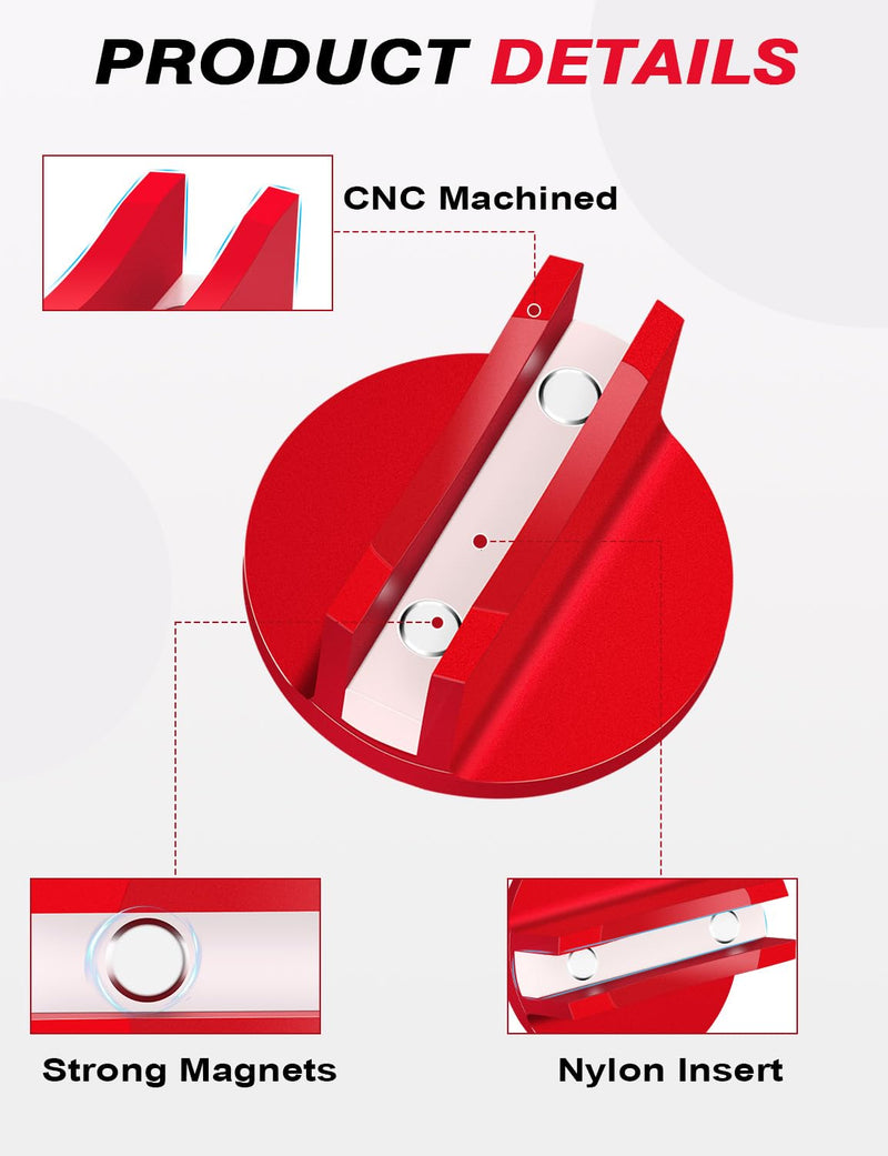 Magnetic Jack Pad Aluminum Slotted Pad Pick Universal Pinch Weld Adapter Compatible with Sub-Frame Vehicle Floor Jack- 1pc, Red 1 PACK-Red