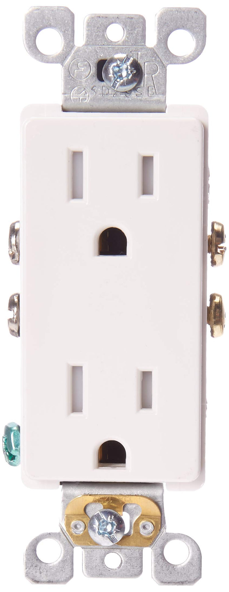 Leviton T5325-SW 15 Amp NEMA 5-15R 2 Pole 3-Wire Tamper Resistant Decora Duplex Receptacle, Self Grounding, White