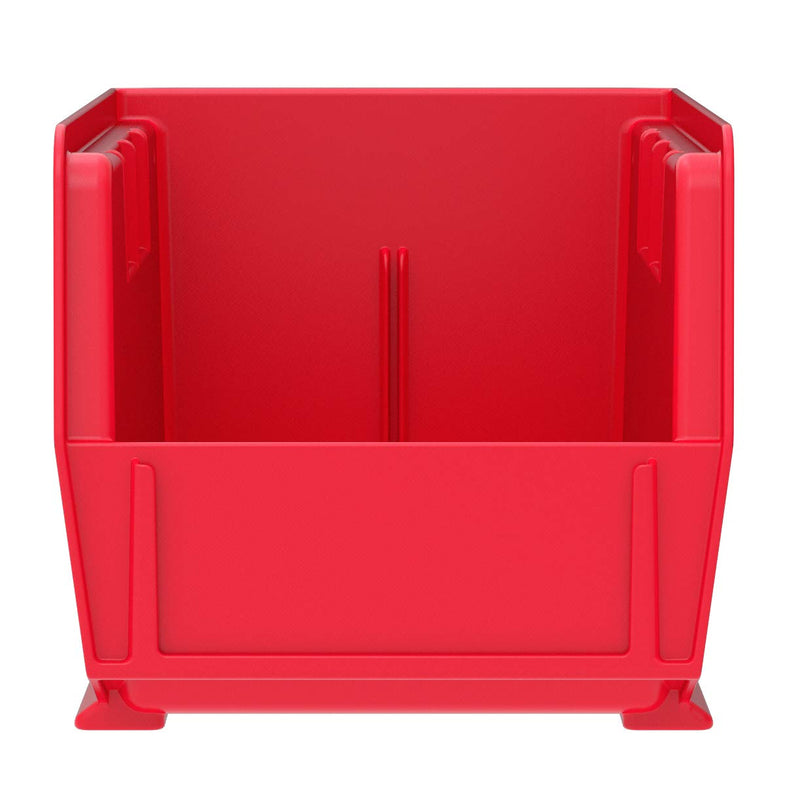 Akro-Mils 30230 AkroBins Plastic Storage Bins, Space-Saving Stackable Bins, Garage Organization Bins, Pantry Organization, Craft Storage, 11-Inch x 5-Inch x 5-Inch, Red, 12-Pack Containers