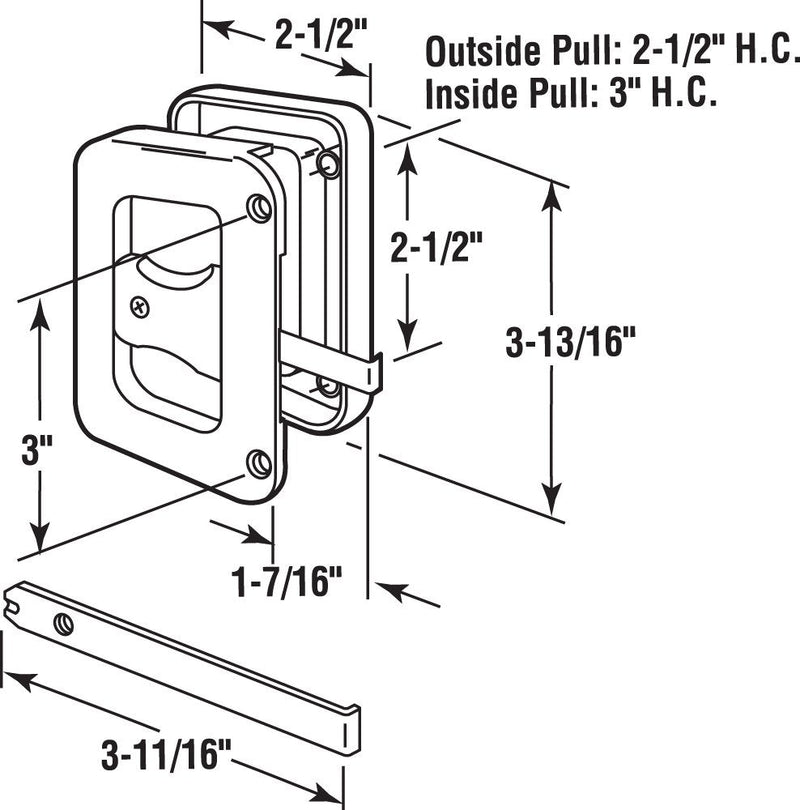 Prime-Line A 187 Black Plastic Hat Section Screen Door Handle and Latch (Single Pack)