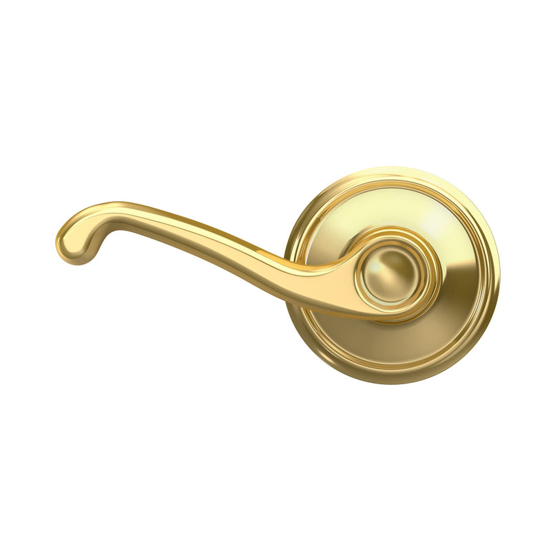 Schlage F10 FLA 605 Flair Door Lever, Hall & Closet Passage Lock, Bright Brass Standard
