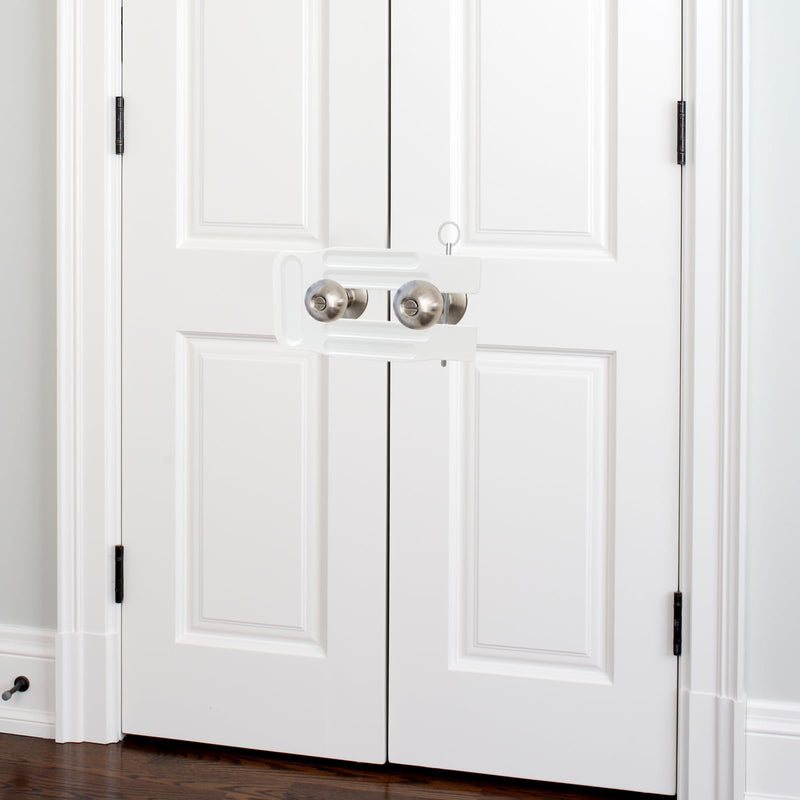 French Door Lock Childproof | Adjustable Double Door Reinforcement Lock for French Doors Home Security | Add High Security to Prevent Home Unauthorized Entry | Unibody Aluminum Construction White
