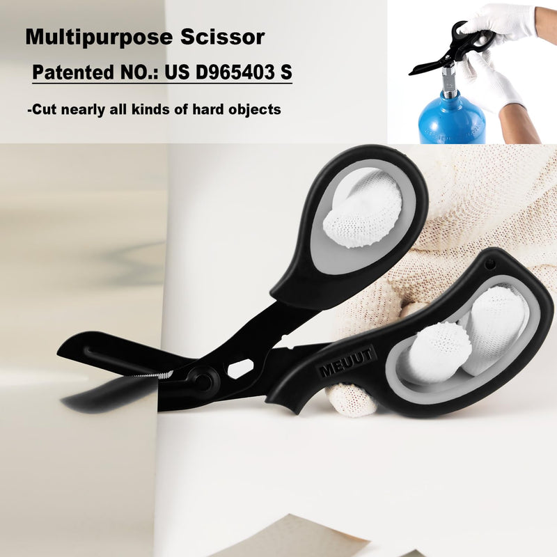 MEUUT 8 inches All Purpose Scissors Multipurpose Heavy Duty Shears, Forged Stainless Steel Utility Scissors Industrial Shears Kitchen Scissors for Household, outdoors, EMT Black+navy+white