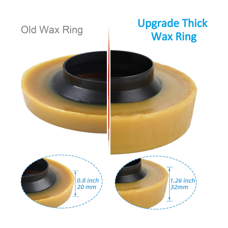 Hibbent Extra Thick Toilet Wax Ring, Toilet Bowl Wax Seal Kit with Closet Bolts, PE Flange and Extra Retainers, Thick Wax Ring Gasket for 3-inch/4-inch Waste line-Gas, Odor and Watertight Seal Thick/1 PACK