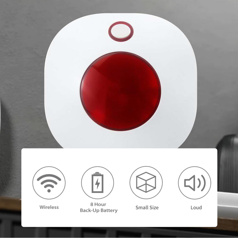 OSI Wireless Alarm Strobe Siren (Gen 2) - Accessory for OSI Smart Alarm System (Gen 2) ,Wi-Fi Wireless Strobe Siren, Plugs into Electrical Outlet, 8 Hour Back-up Lithium Battery