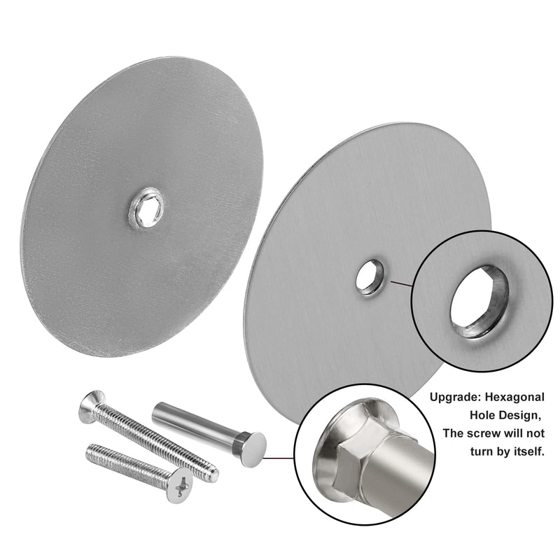 1 Pack Door Hole Cover Plate Brushed Satin Nickel Deadbolt Cover Plate 2 5/8" Diameter Round Door Knob Hole Filler Plate, 1" and 1.5" Screws, Reinforcer Locks and Doors for Home Security