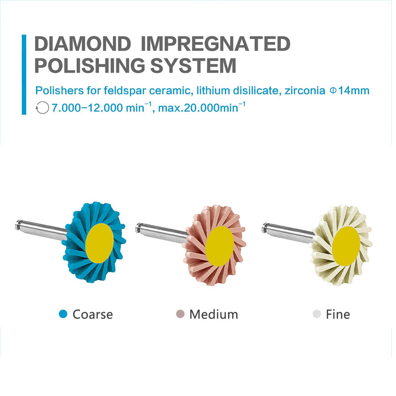 Dental Composite Polishing Wheels, Dental Polishing Discs Dimond Impregnated Polishing System for Glass Ceramic and Zirconia Polishing