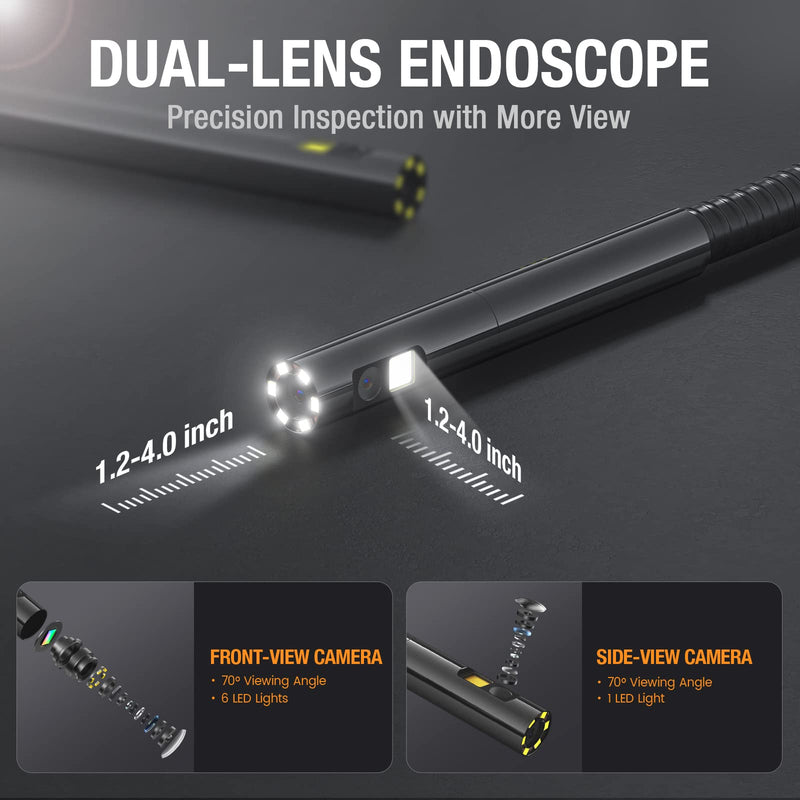 Teslong Endoscope Replacement Cable with Light, Dual Lens Inspection Camera 8mm/0.31inch Waterproof Probe Compatible with NTS500, NTS300(3.3FT)