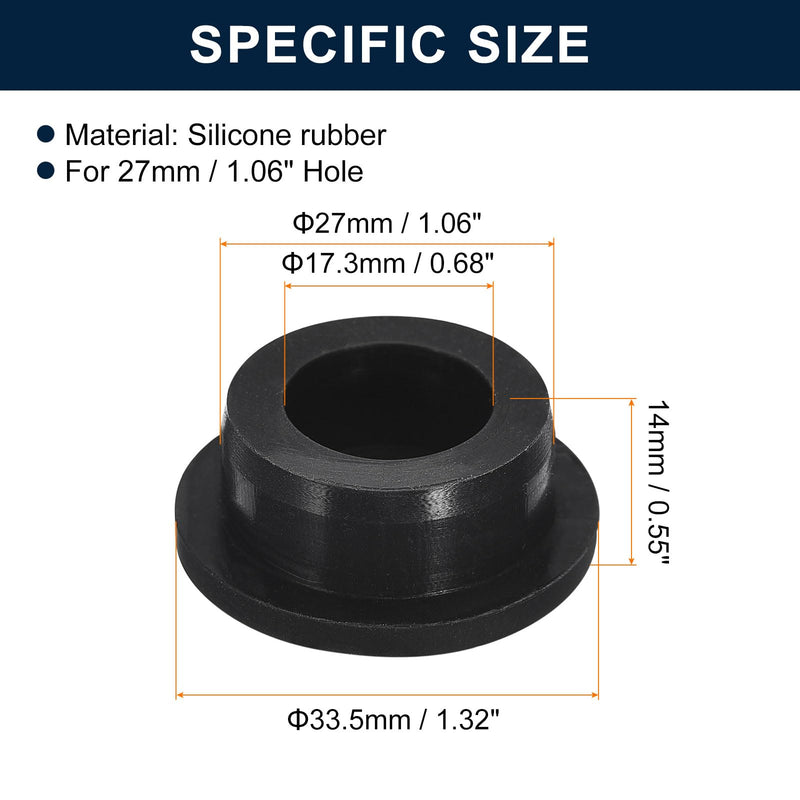 uxcell 10 Pcs Black Plug Holes, Waterproof Rubber Button Plug for 27mm / 1.06" Hole