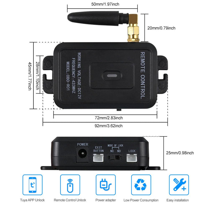YiToo Wireless Tuya Smart WiFi Access Control System Kit Gate Opener Remote Control Unlock Smartphone APP Control Without Electric Door Locks Without Lock