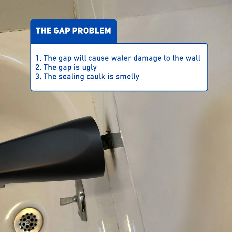 1/2" Thick Spacer for Tub Spout, Flange Trim Ring for Bath Faucet, Eschutcheon Cover Plate for Spigot with Split PVC Blocking Water, Shower Pipe Remodeling Sealer (304SUS-Matte Black)