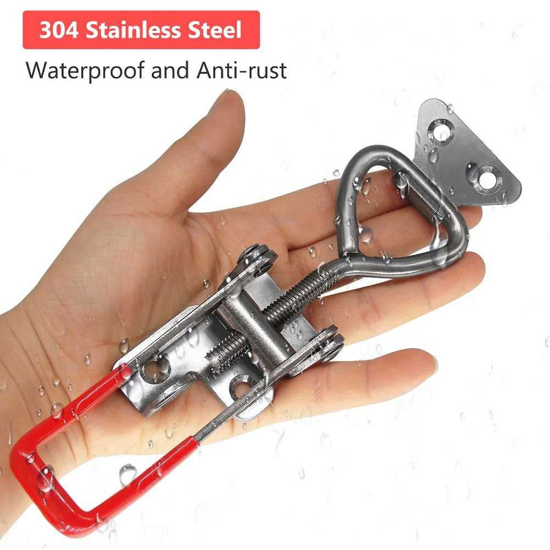 4003 Toggle Latch Clamp, 304 Stainless Steel Adjustable Toggle Latches With Lock Hole, 1320Lbs Holding Capacity Heavy Duty Toggle Clamp for Smoker Lid Jig, ToolBox Case, 2pack 4003-2pcs(304 Stainless Steel)