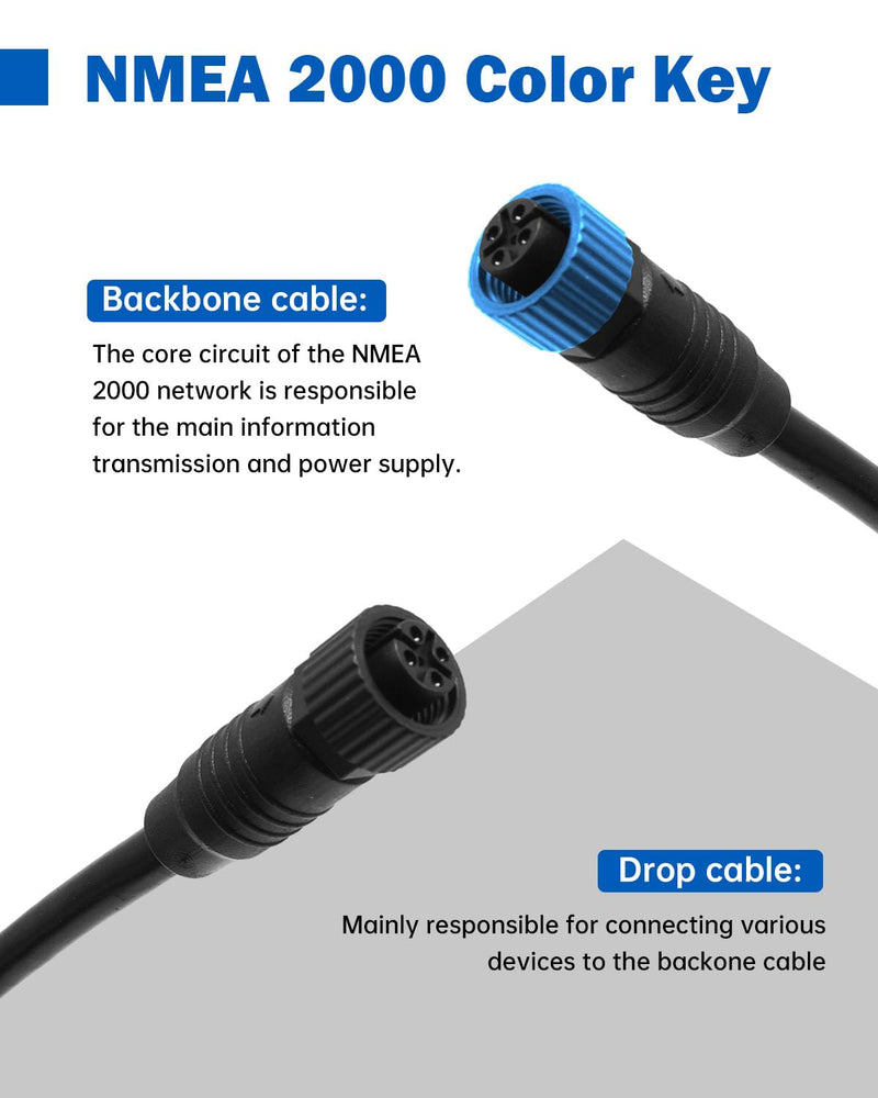 NMEA 2000 Cable 10 FT Backbone Drop Extension Cable for Lowrance Simrad B&G Navico and Garmin Marine Accessories