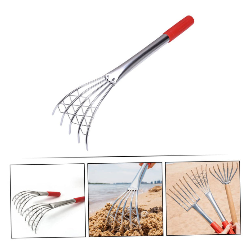 Clam Rake 15.7-Inch Stainless Steel Hand Tool with Sharp Claws for Efficient Clam Digging on Beaches and Gardens