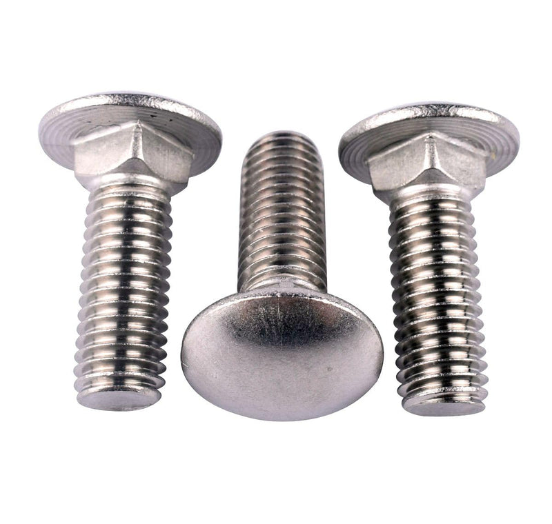 1/4-20 x 1/2" Carriage Bolts Screws, Round Head Square Neck, 304 Stainless Steel 18-8, UNC Coarse Fully Thread, Quantity 20Pcs 1/4-20 x 1/2" (20 Pcs)