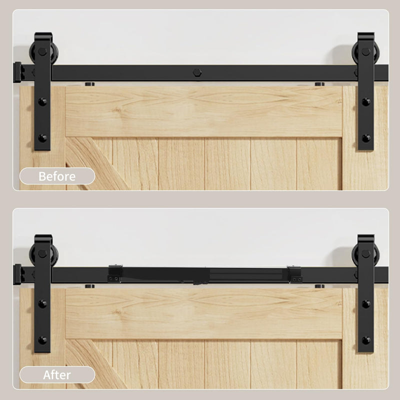 2PCS Hole-Free Barn Door Soft Close Mechanism, Upgraded Design Sliding Door Hardware Spring Buffer Damper, One Way Operation Invisible Door Stopper Adjustable Actuators with Actuator Spacers